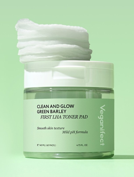 Veganifect Green Barley First LHA Toner Pad 60pads 140ml