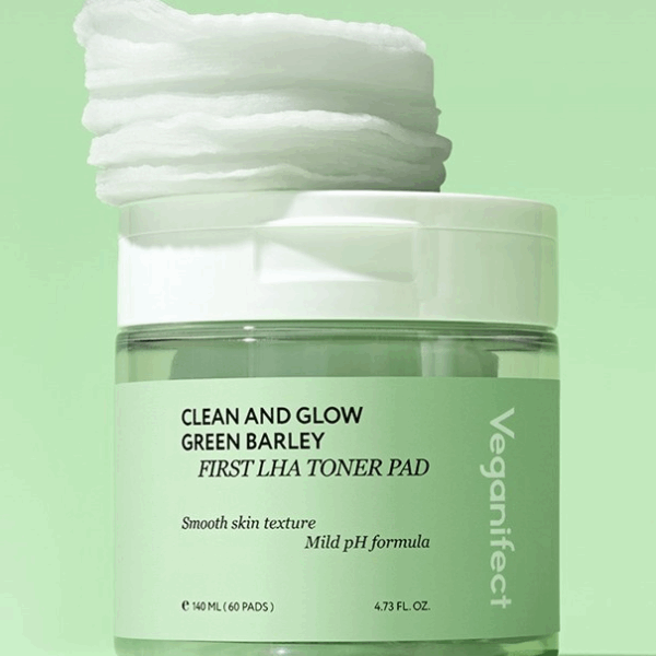 Veganifect Green Barley First LHA Toner Pad 60pads 140ml