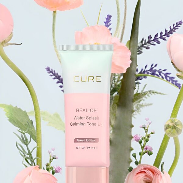 CURE Realoe Water Splash Calming Tone-Up Sun Cream SPF50+ PA++++  40g Green to Pink - EmpressKorea