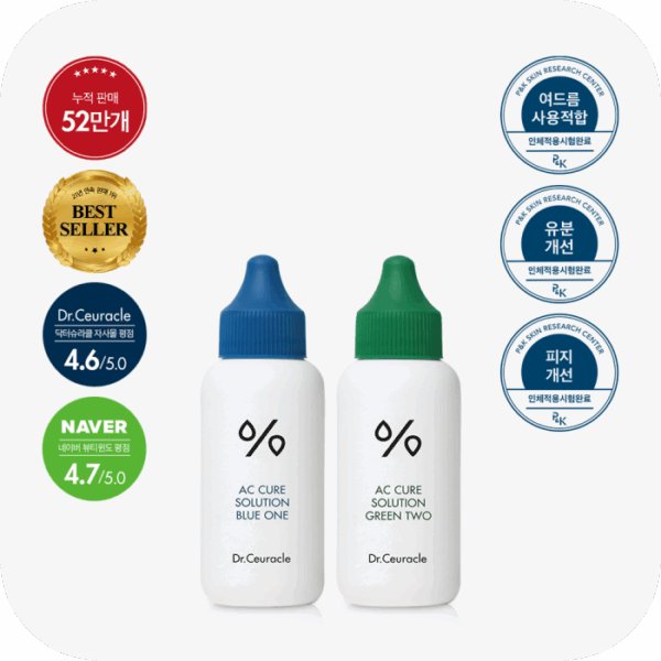 Dr.Ceuracle AC Cure Solution Kit 2 types SET (Blue One 50ml+Green Two 50ml) - EmpressKorea