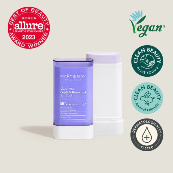 Mary&May Vegan Peptide Bakuchiol Sun Stick 50+ PA++++ 18g - EmpressKorea