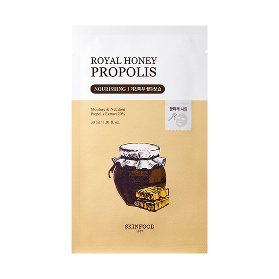SKINFOOD Royal Honey Propolis Enrich Mask Sheet 30ml*10pcs - EmpressKorea