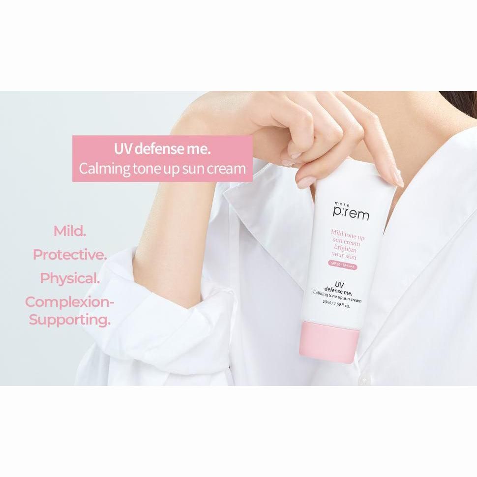 make p:rem UV Defense Me. Calming Tone Up Sun Cream SPF 50+ PA++++ 50ml - EmpressKorea