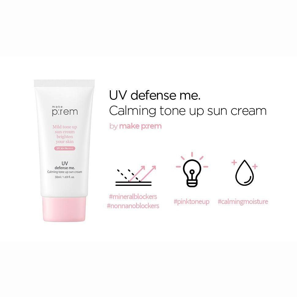 make p:rem UV Defense Me. Calming Tone Up Sun Cream SPF 50+ PA++++ 50ml - EmpressKorea