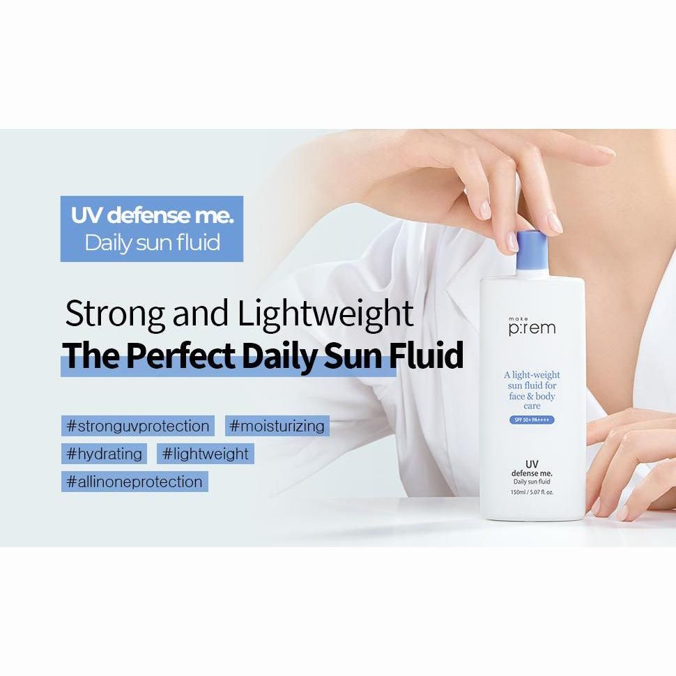 make p:rem UV Defense Me. Daily Sun Fluid SPF 50+ PA++++ 150ml - EmpressKorea