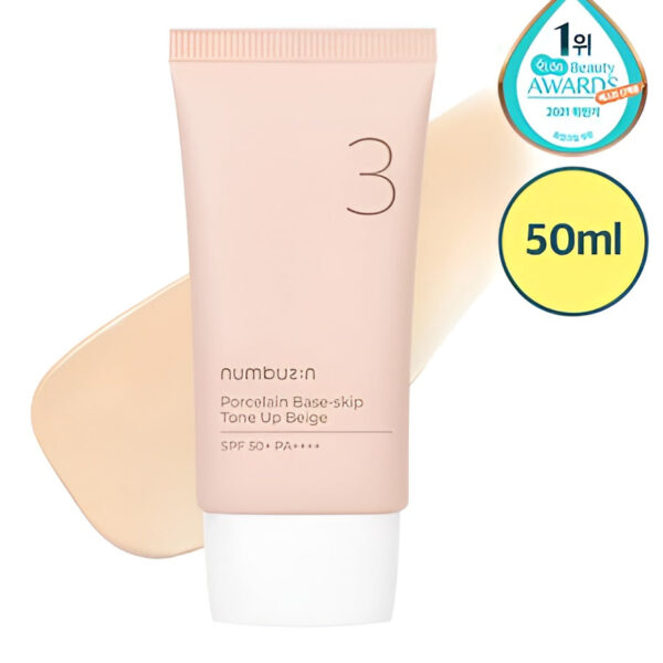 numbuzin No.3 Porcelain Base Skip Tone Up Beige SPF50+ PA++++ 50ml - Makeup - SKU: 8322868314357